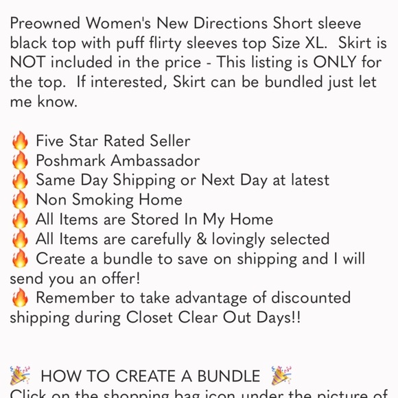 Womens New Directions Short sleeve black top with puff flirty sleeves top - Picture 9 of 9